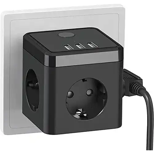 Steckdosenwürfel ohne Kabel HITRENDS Steckdosenwürfel mit USB