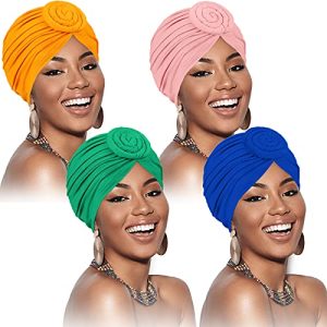 Turban SATINIOR 4 Stück Afrikanisches Muster Kopfbedeckung