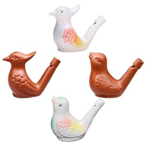 Vogelpfeife ORICOOL 4 Stück Handgemachte Keramik, Wasser