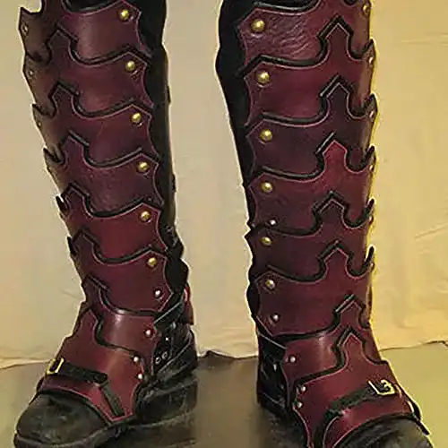 Wikinger-Rüstung SKLLA Retro Leder Bein Rüstung, Gothic Grieben