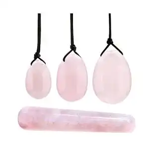 Yoni-Ei CrystalTears Rosenquarz Yoni Eier Massagestab 3 Größen