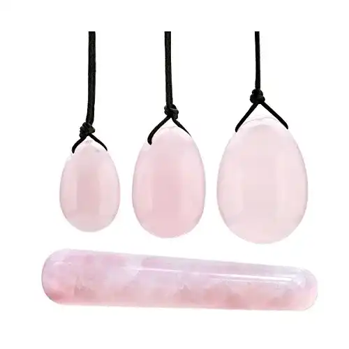 Yoni-Ei CrystalTears Rosenquarz Yoni Eier Massagestab 3 Größen