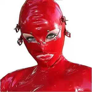 Latex-Maske ALMYMM Sexy Erotik rote Latex Bondage Maske