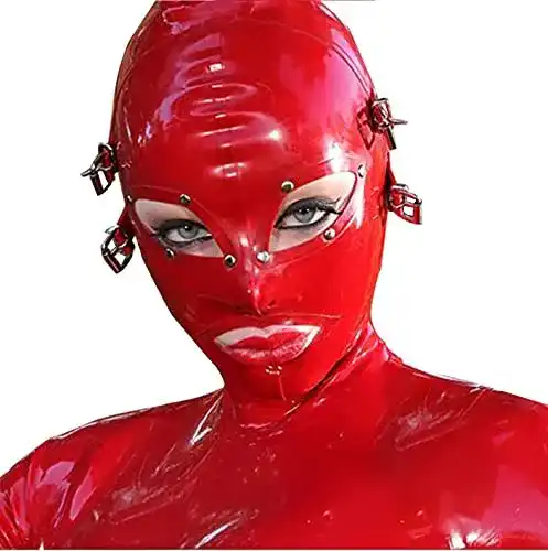 Latex-Maske ALMYMM Sexy Erotik rote Latex Bondage Maske