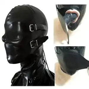 Latex-Maske MFMYEE 100% Latex maske Gummi SM Fetisch Dildo