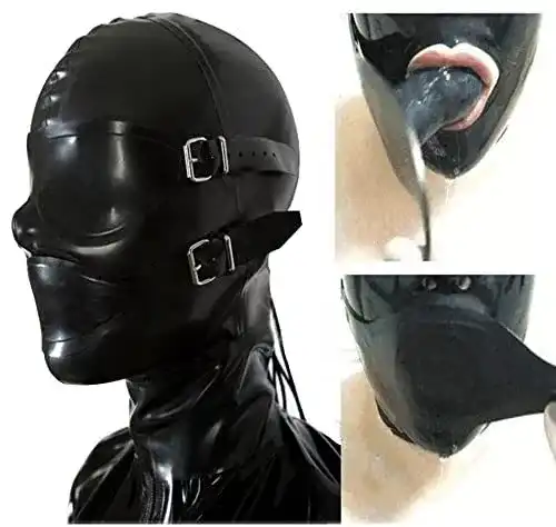 Latex-Maske MFMYEE 100% Latex maske Gummi SM Fetisch Dildo