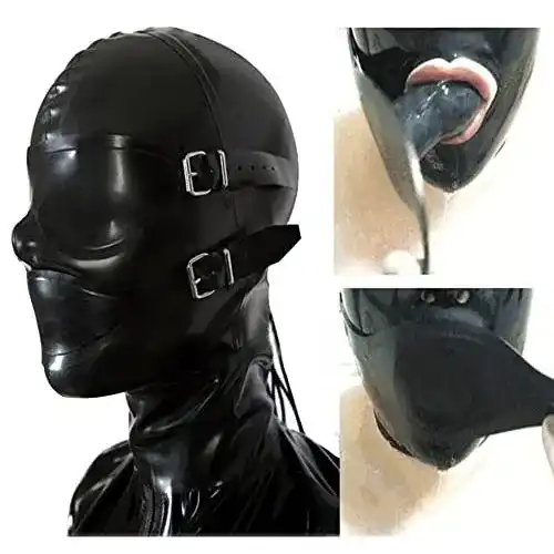 Latex-Maske MFMYEE 100% Latex maske Gummi SM Fetisch Dildo