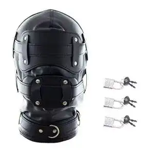 Latex-Maske Roluck Bondage Maske mit Dildo Mund Gag 3 Schloss
