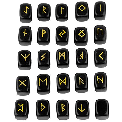 Die beste runensteine kyeygwo obsidian runen steine set mit gravur Bestsleller kaufen