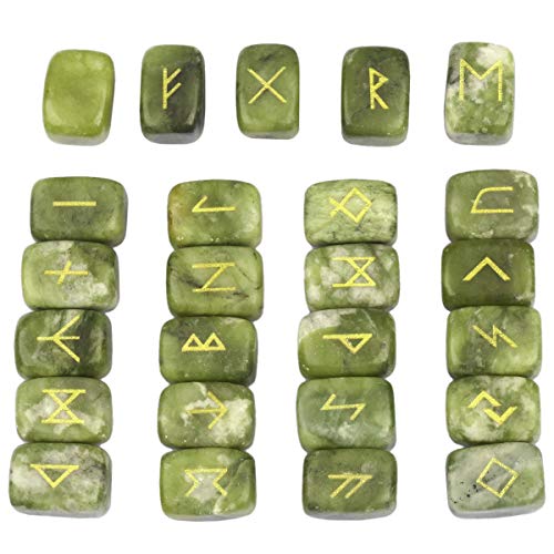 Die beste runensteine mookaitedecor gruene jade runen steine set 25 stueck Bestsleller kaufen