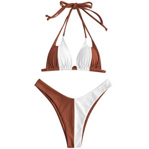 String-Bikini ZAFUL Damen-Bikini-Set mit geripptem Halter