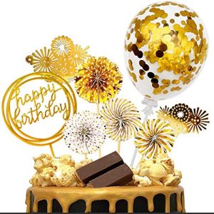 Torten-Deko iZoeL Tortendeko Gold Happy Birthday Topper Golden