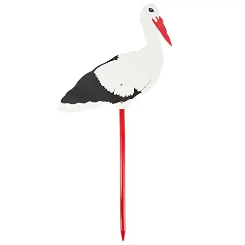 Holzstorch Bieco XXL Storch Geburt für Draussen aus Holz 100 cm