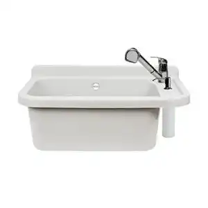 Ausgussbecken VBChome mit Armatur Seifenspender 60x35x21cm