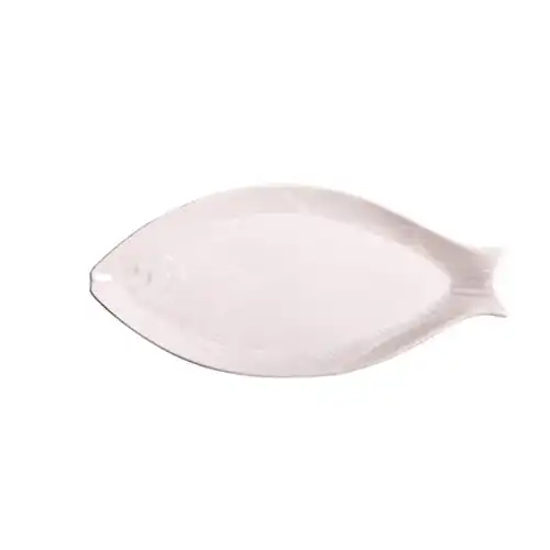 Fischteller DOITOOL Ovaler für die Küche, reinweiß, 1 Stück