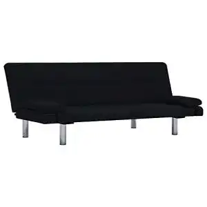 Futonsofa vidaXL Schlafsofa mit 2 Kissen, Schwarz, Polyester