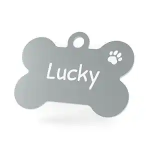 Hundemarke ENGRAVO Knochen in Silber 38mm mit Gravur