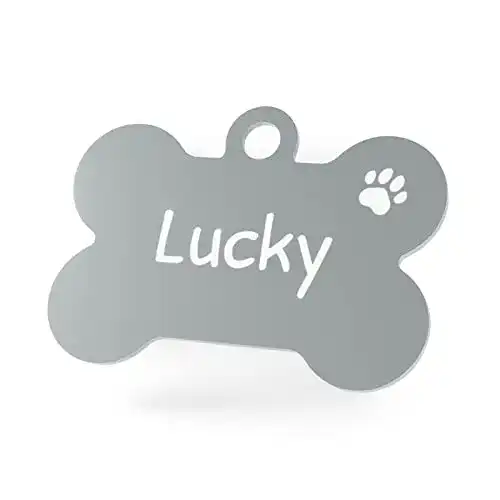 Hundemarke ENGRAVO Knochen in Silber 38mm mit Gravur