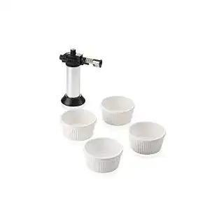 Crème-brûlée-Set Leifheit, 4 Keramikschälchen, inkl. Flambierer