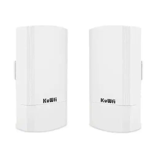 Outdoor-WLAN-Repeater KuWFi 2-Pack 900Mbps Outdoor CPE Kit Indoor & Outdoor Punkt-zu-Punkt Wireless CPE Unterstützt 1KM Übertragungsentfernung Lösung für PTP, PTMP