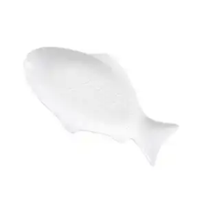 Fischteller HEMOTON Fischform Servierplatte 15 Zoll Weiß