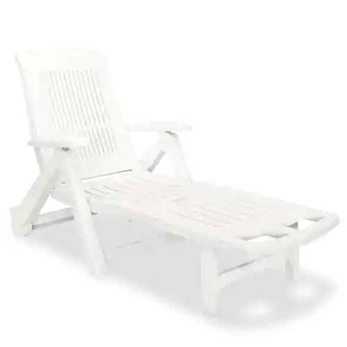 Strandliege mit Rollen vidaXL Sonnenliege Kunststoff Weiß