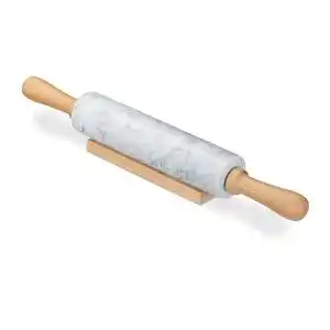 Teigroller Marmor Relaxdays Nudelholz Marmor, Griffe aus Holz