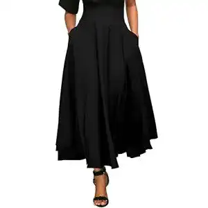 Maxirock May Story Damen Retro Hoher Taille Rockabilly Rock Lang