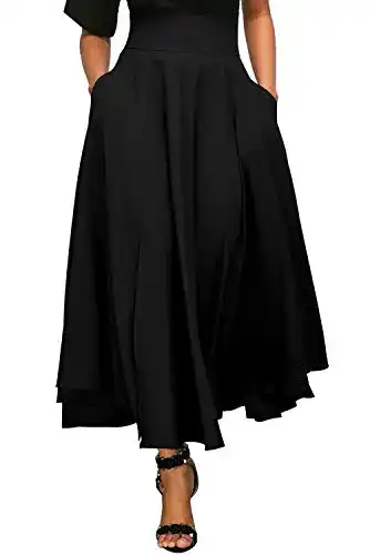 Maxirock May Story Damen Retro Hoher Taille Rockabilly Rock Lang