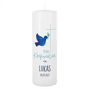 Konfirmationskerze Herz & Heim ® Gratis Aufdruck des Namens
