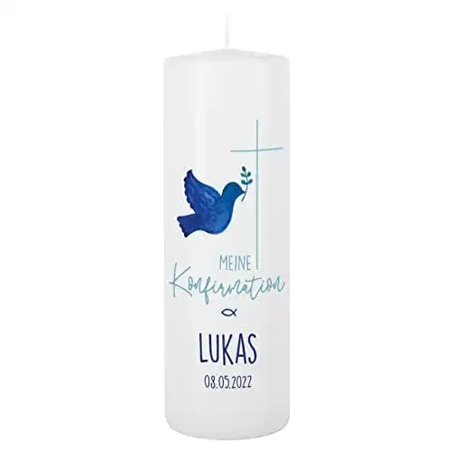 Konfirmationskerze Herz & Heim ® Gratis Aufdruck des Namens