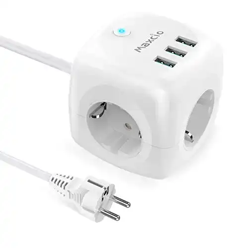 Steckdosenwürfel Maxcio USB, Mehrfachsteckdose Cube 3 Fach