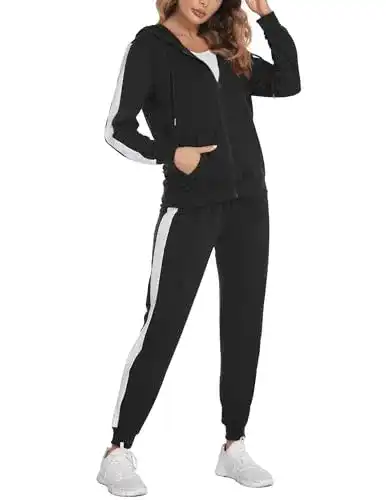Trainingsanzug Damen Parabler Set Schwarz Jogginganzug Jogger