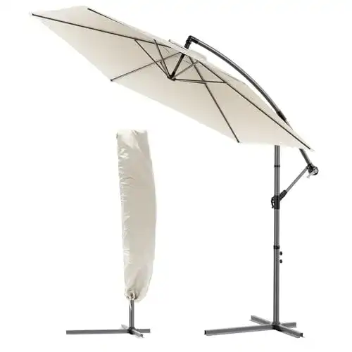 Sonnenschirm (4m) VOUNOT Ampelschirm, Kurbelvorrichtung