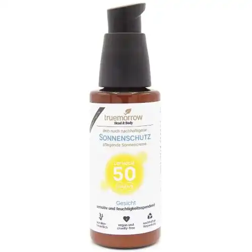 Umweltfreundliche Sonnencreme truemorrow Gesicht LSF 50