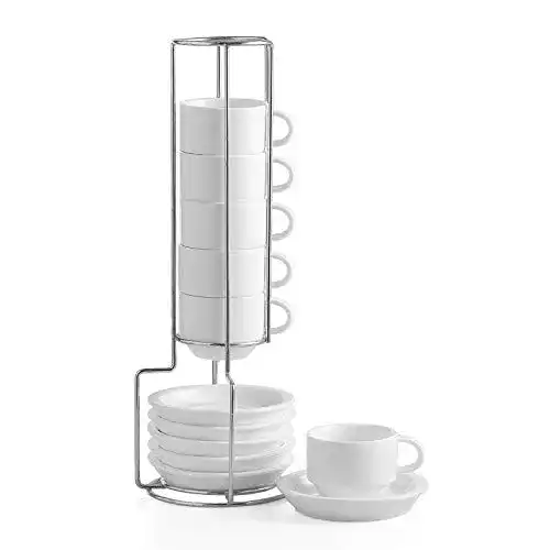 Espresso-Tassen Sweejar Home Porzellan- und Untertasse, 6 Stück