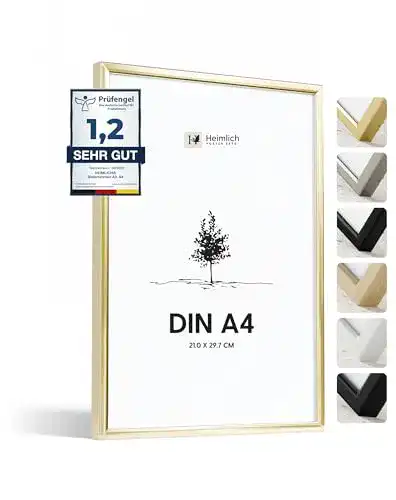 Bilderrahmen Heimlich ® 1x DIN A4 21×30 cm Gold Metall