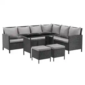 Garteneckbänke SVITA Poly Rattan Ecksofa Rattan-Lounge, Set