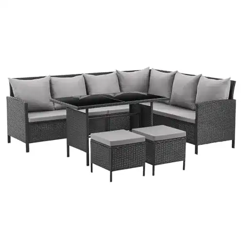 Garteneckbänke SVITA Poly Rattan Ecksofa Rattan-Lounge, Set