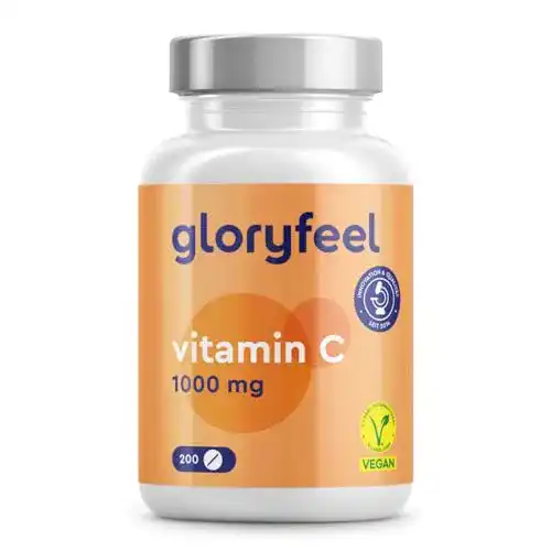 Vitamin C gloryfeel 1.000mg Hochdosiert, 200 vegane Tabletten