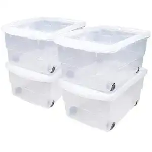 Rollbox Ondis24 4X Kunststoffbox mit Deckel & Rollen, 80L