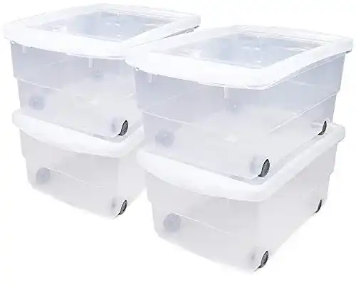 Rollbox Ondis24 4X Kunststoffbox mit Deckel & Rollen, 80L