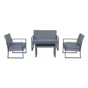 Gartenmöbel-Set SVITA LOIS XL Poly Rattan Sitzgruppe, Grau
