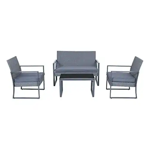 Gartenmöbel-Set SVITA LOIS XL Poly Rattan Sitzgruppe, Grau