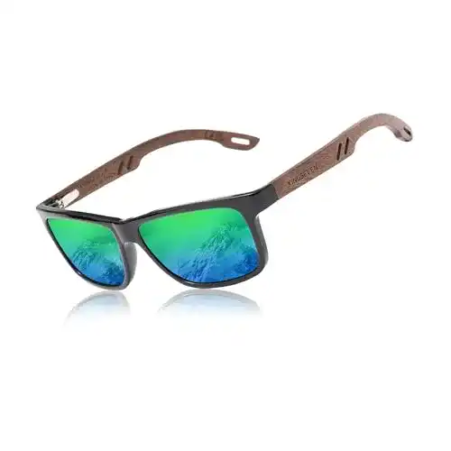 Kingseven-Sonnenbrille KINGSEVEN Design Holz Polarisierte Rechteckig