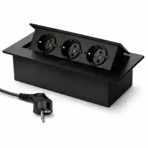 Versenkbare Steckdose Brollux, 3-fach, Black-Edition, Aluminium