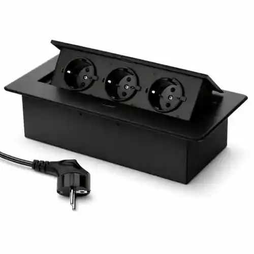 Versenkbare Steckdose Brollux, 3-fach, Black-Edition, Aluminium