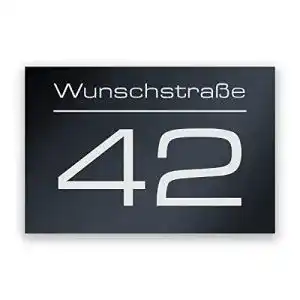 Hausnummer Klingelhaus Anthrazit mit Gravur RAL 7016