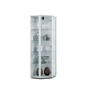 Eckvitrine K-Möbel (176×56,5×56,5 cm) in Weiss mit 4 Glasböden