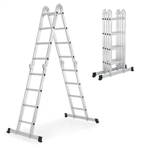 Mehrzweckleiter Juskys Aluminium Multifunktionsleiter 4×4 Stufen